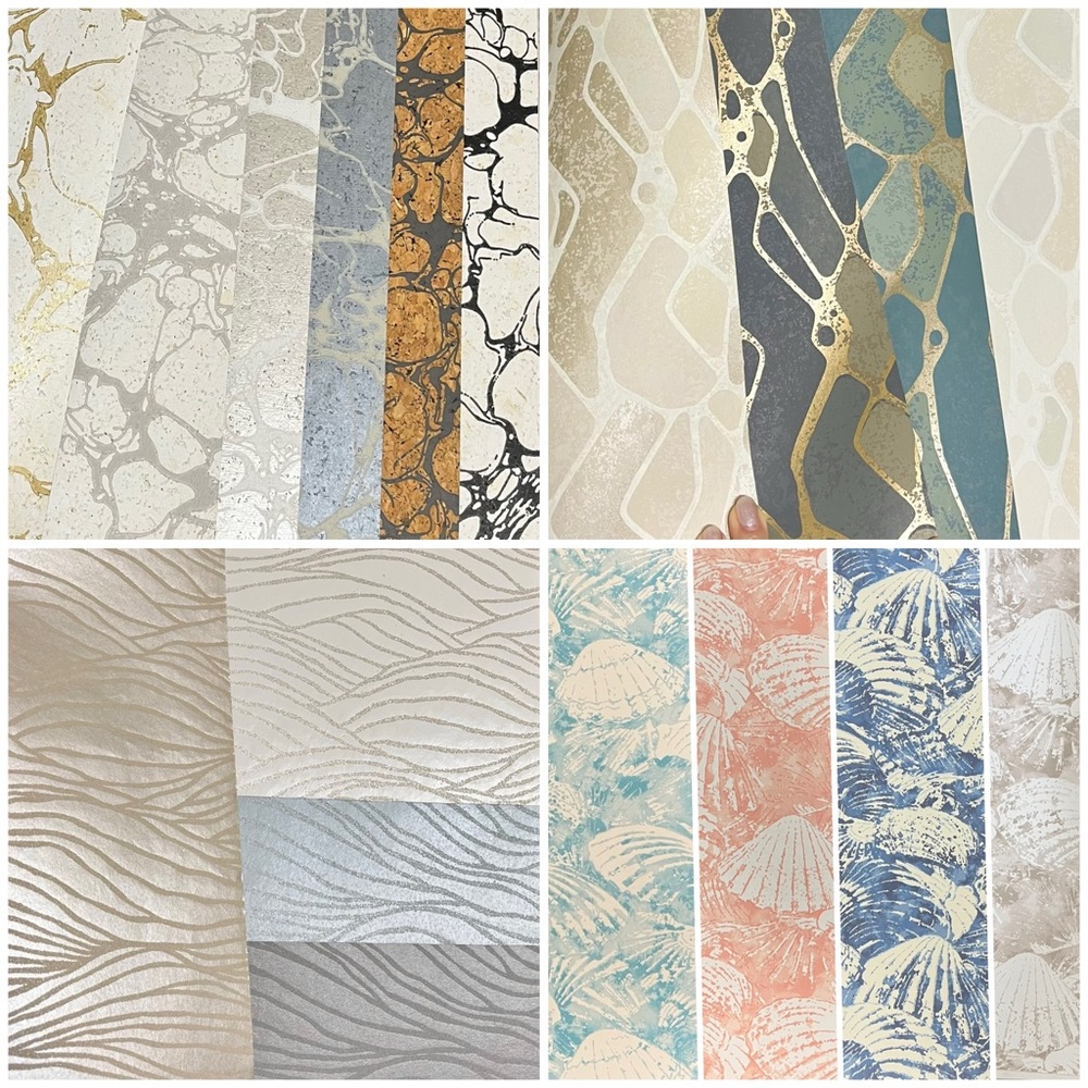 18 Large Designer Assorted DIY  Wallpaper Sample Sheets Beach Inspired